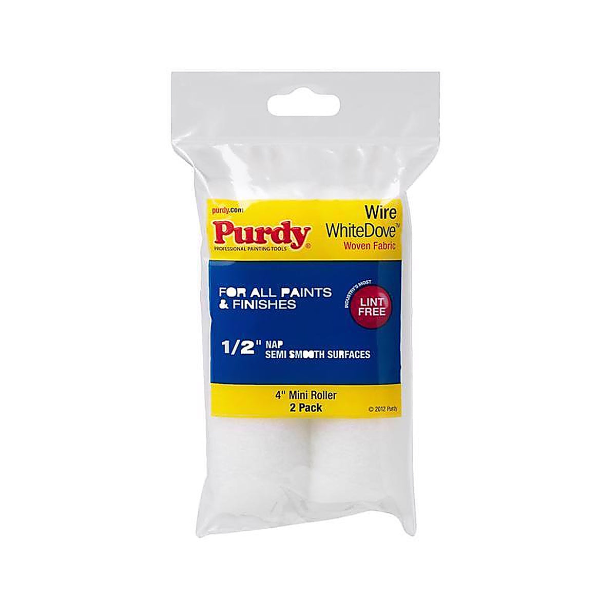 Purdy - 140606044 - White Dove Woven Fabric 4 In. W X 1/2 In. Mini Paint Roller Cover 2 Pack