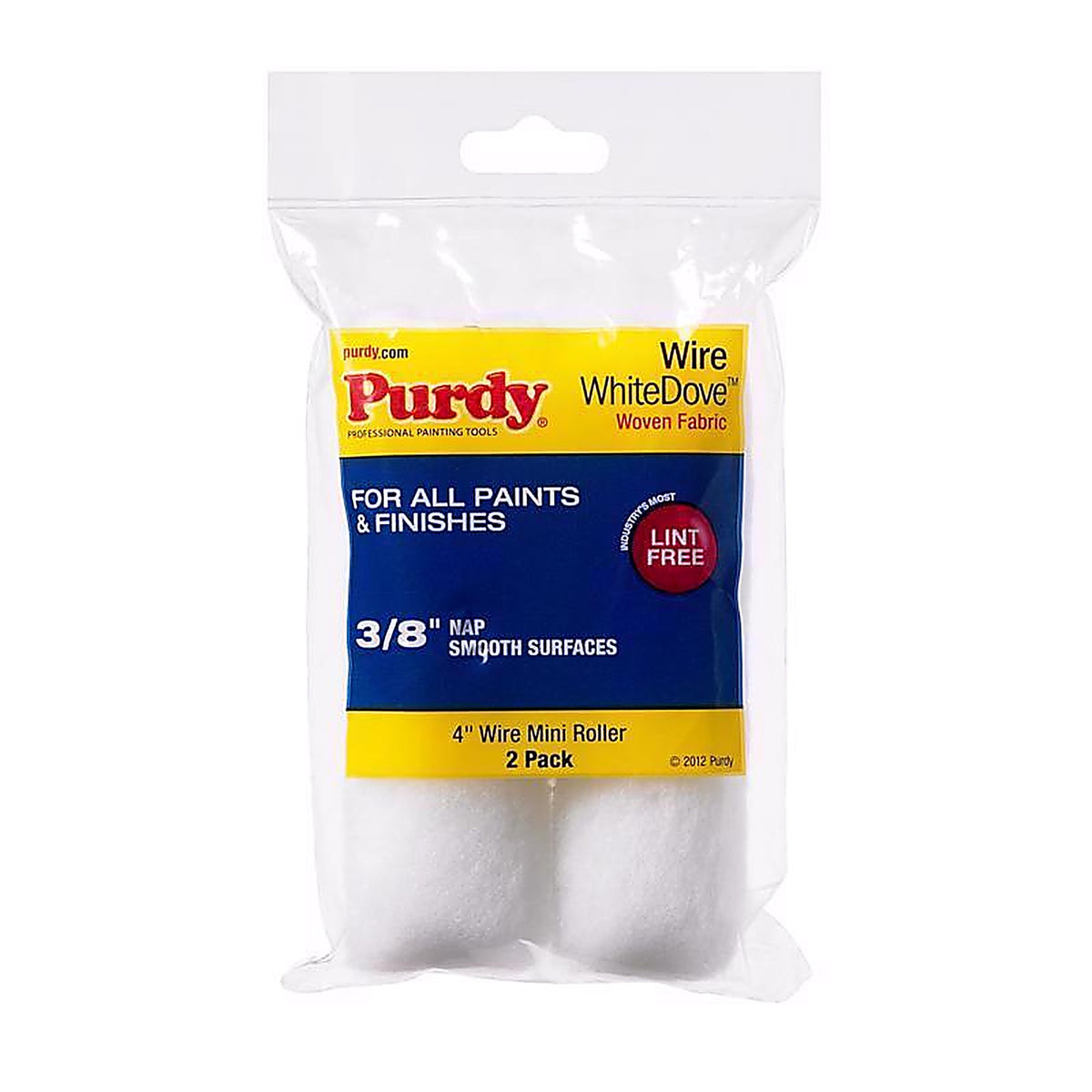 Purdy - 140606042 - White Dove Woven Fabric 4 In. W X 3/8 In. Mini Paint Roller Cover 2 Pack