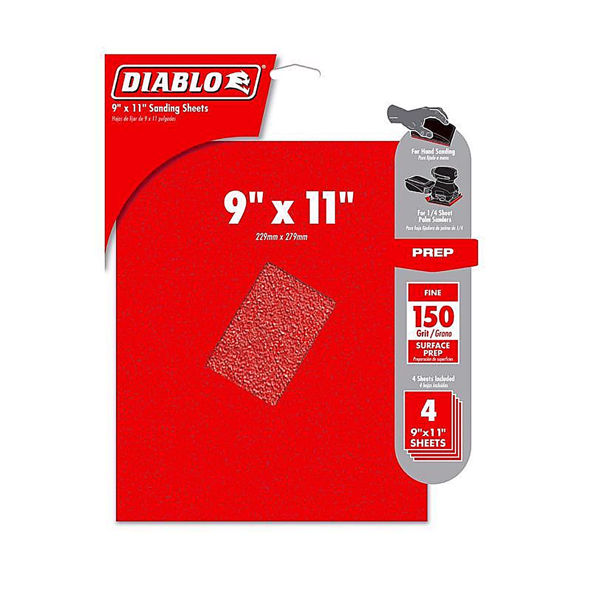 Diablo DCS911150S04G 9 in. L X 11 in. W 150 Grit Aluminum Oxide Sanding Sheet 4 pk