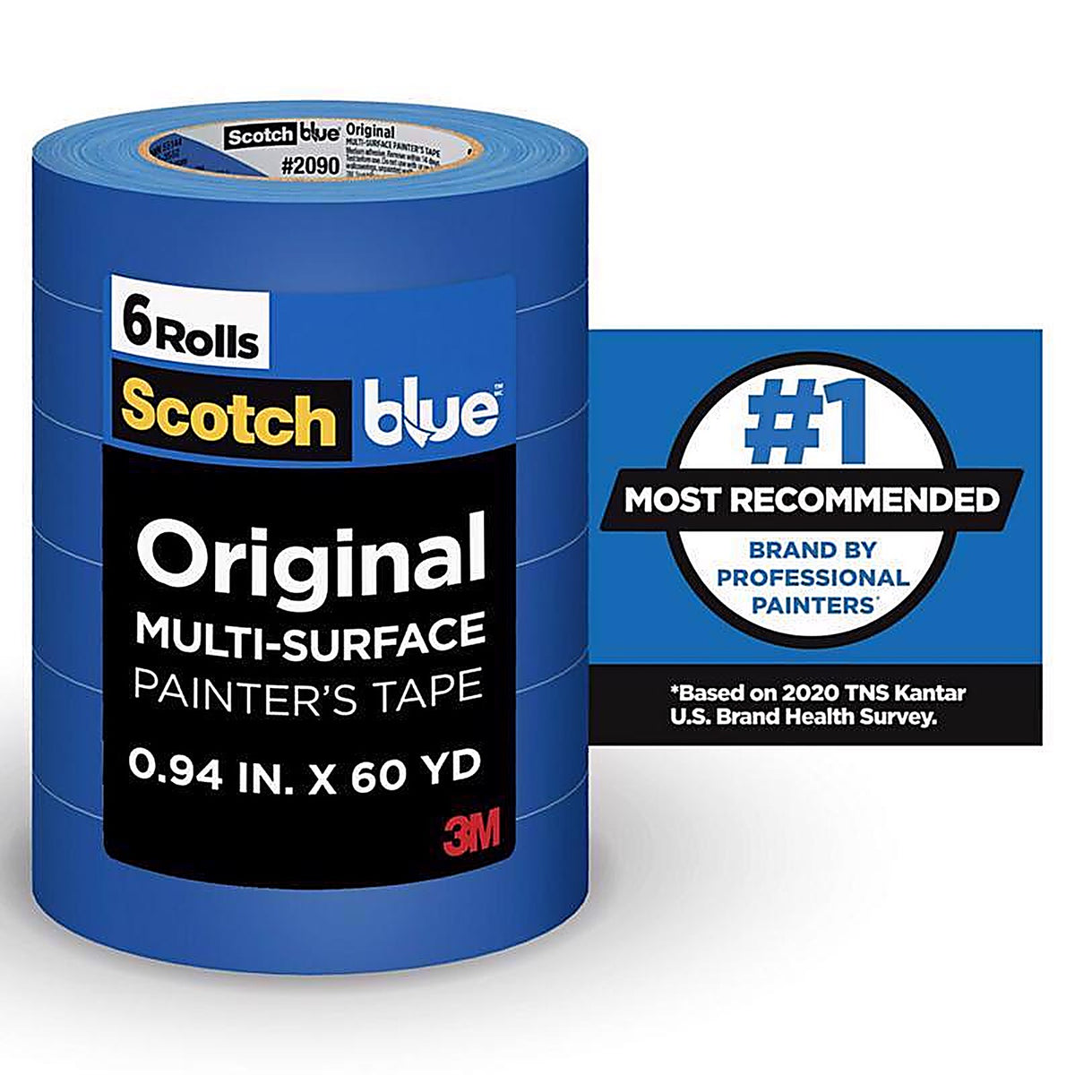 Scotchblue - 2090-24EP6 - 0.94 In. W X 60 Yd L Blue Medium Strength Original Painters Tape 6 Pack