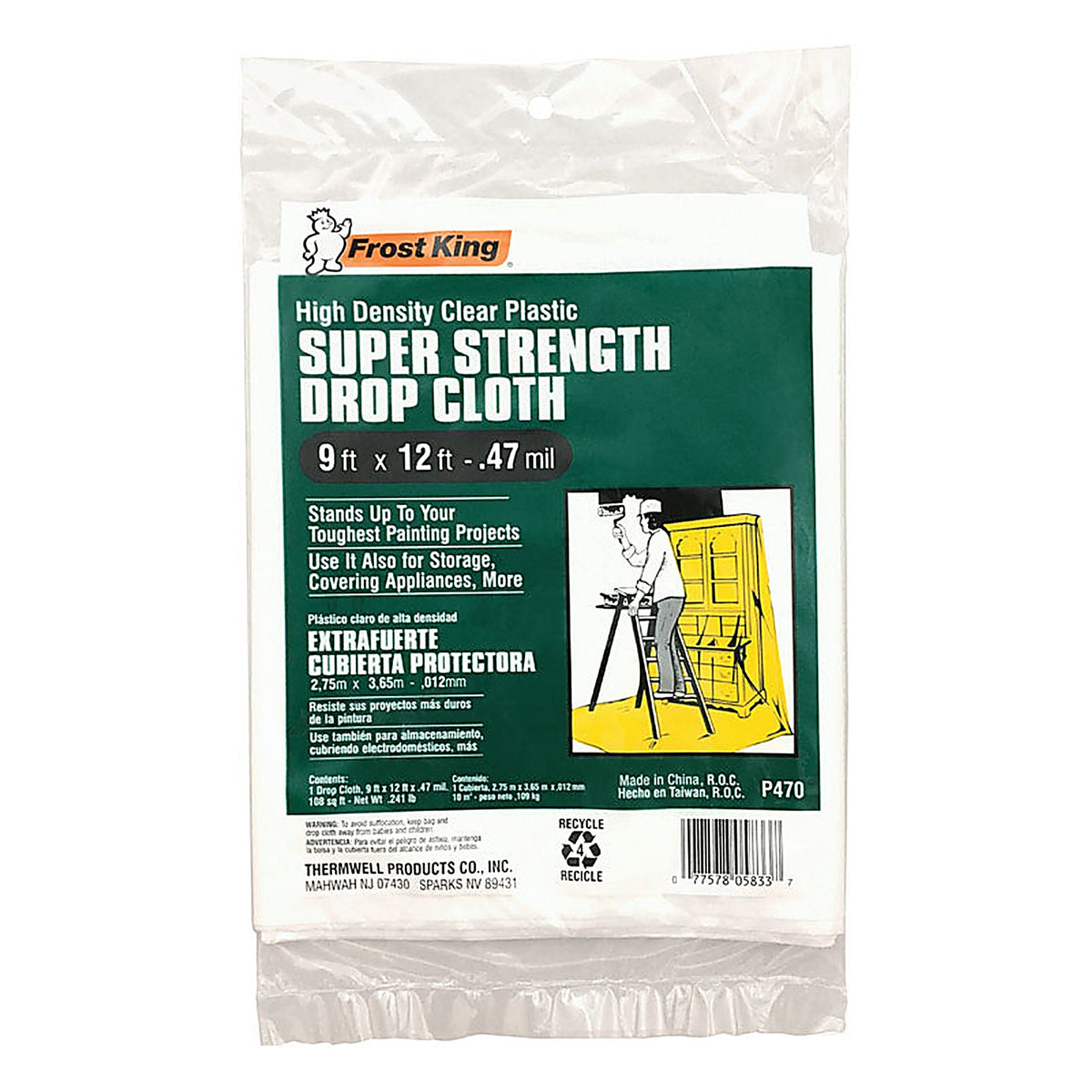 Frost King - P470 - 9 Ft. W X 12 Ft. L X 0.47 Mil Plastic Drop Cloth 1 Pack