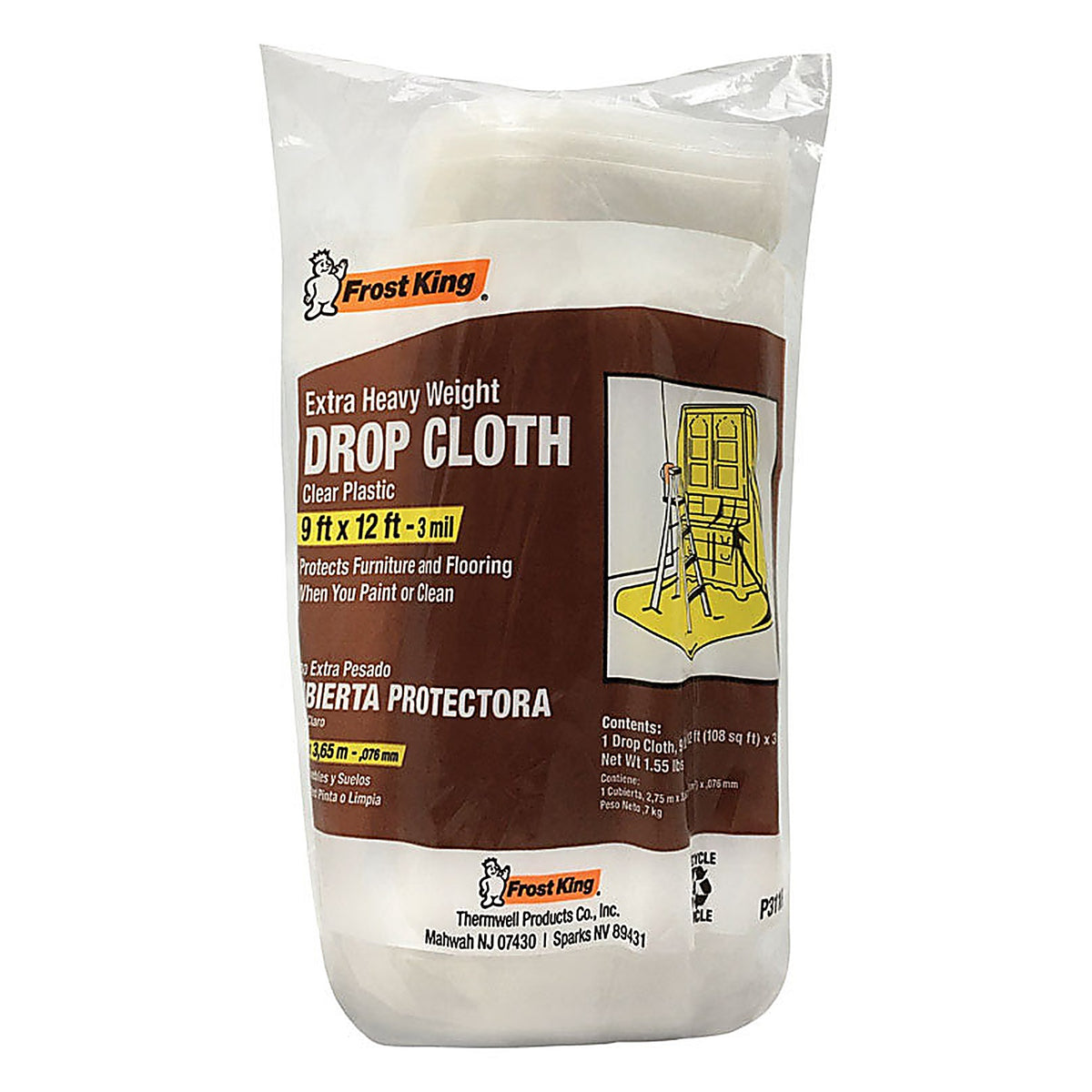 Frost King P311R 9 ft. W x 12 ft. L x 3 mil Plastic Drop Cloth 1/Pack