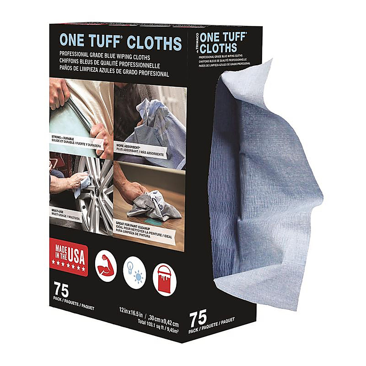 Trimaco - 84075 - One Tuff Fiber Blend Wiping Cloth 12 In. L 75 Pack