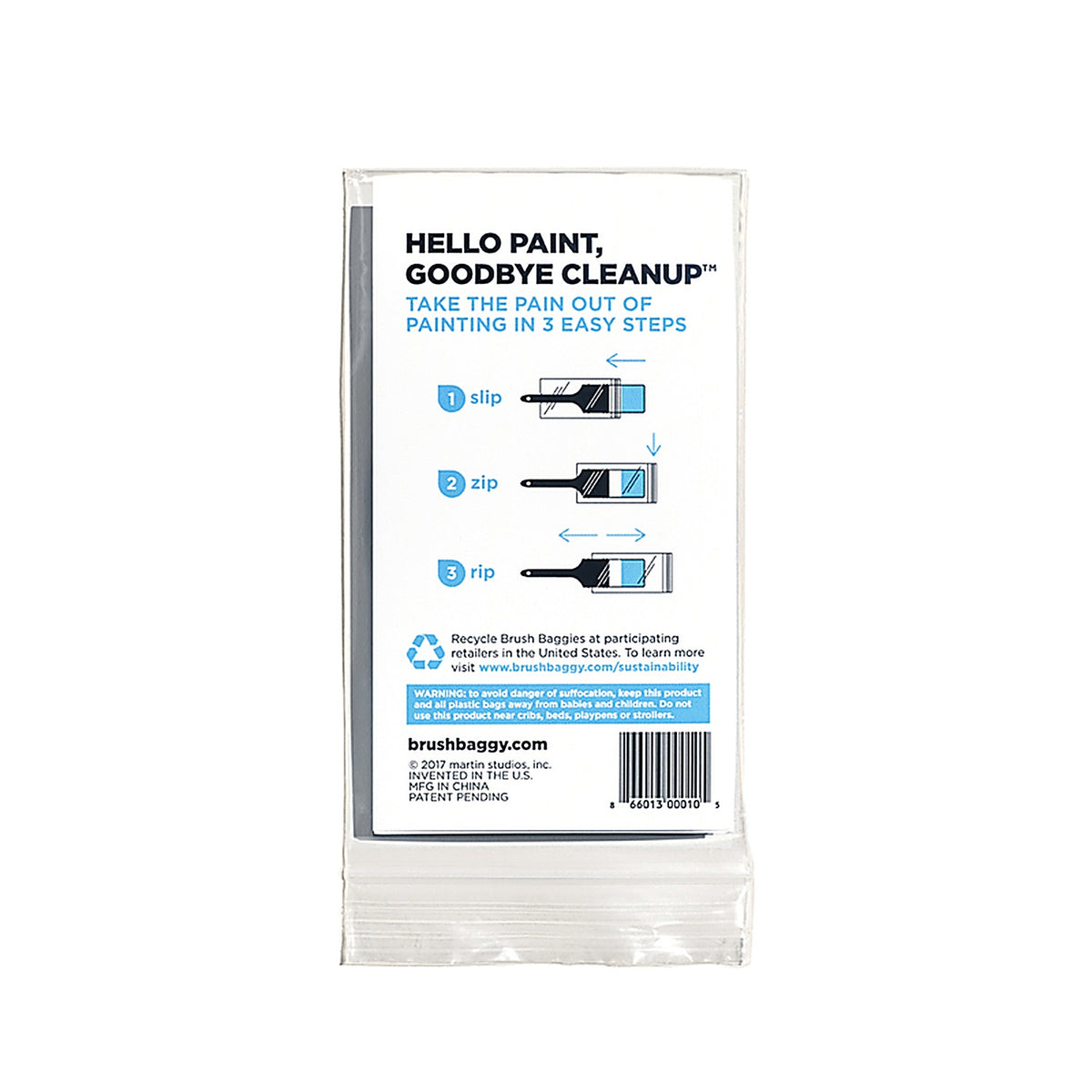 BrushBaggy - BBS101 - 2.75 In. W X 6.75 In. L Clear Polypropylene Paint Brush Baggy