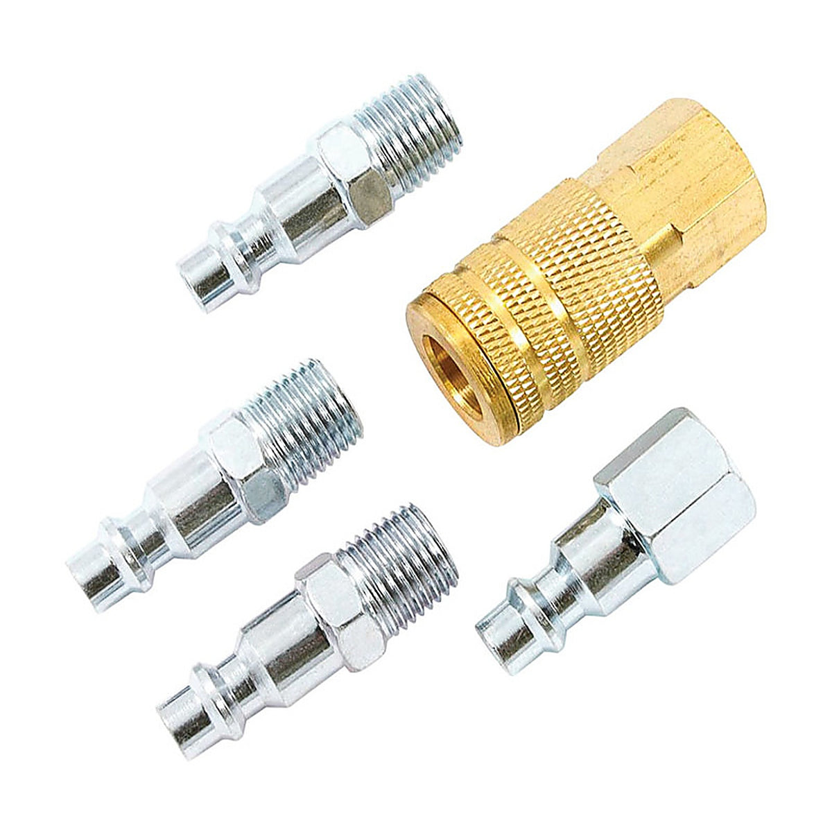 Forney 75325 Brass/Steel Air Coupler and Plug Set 1/4 in. 1/4 in. 2 5 pc