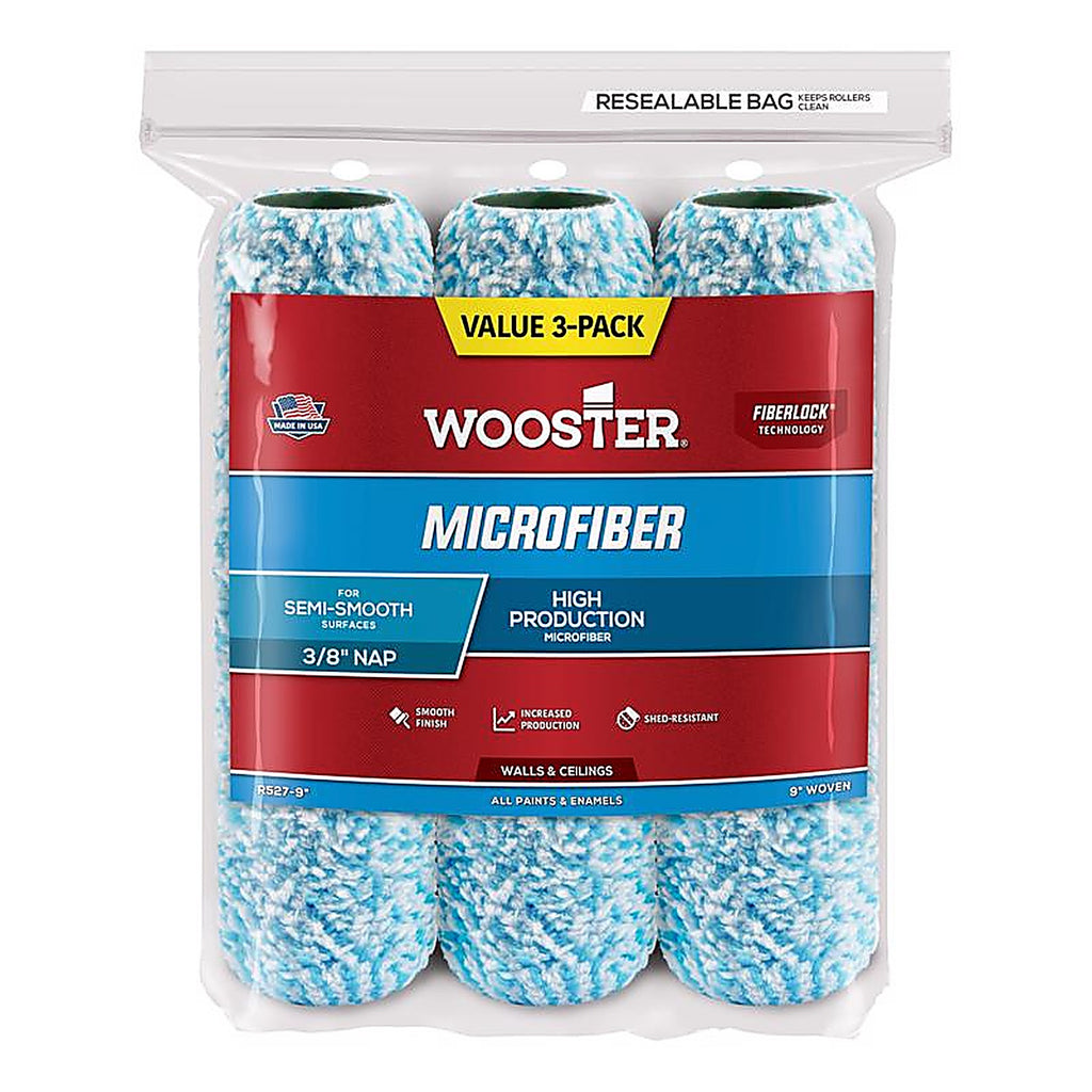 Wooster - R527-9 - Microfiber 9 In. W X 3/8 In. Paint Roller Cover 3 Pack
