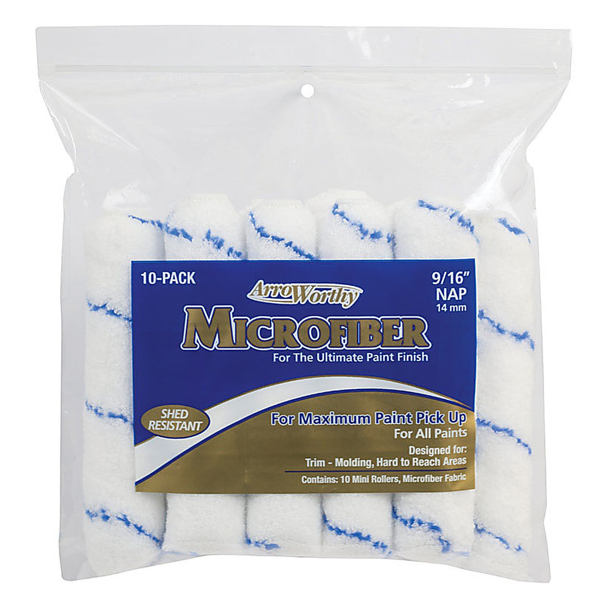 ArroWorthy - 6.5-MFR4CK 0650 - Microfiber 6.5 In. W X 9/16 In. Mini Paint Roller Cover 10 Pack