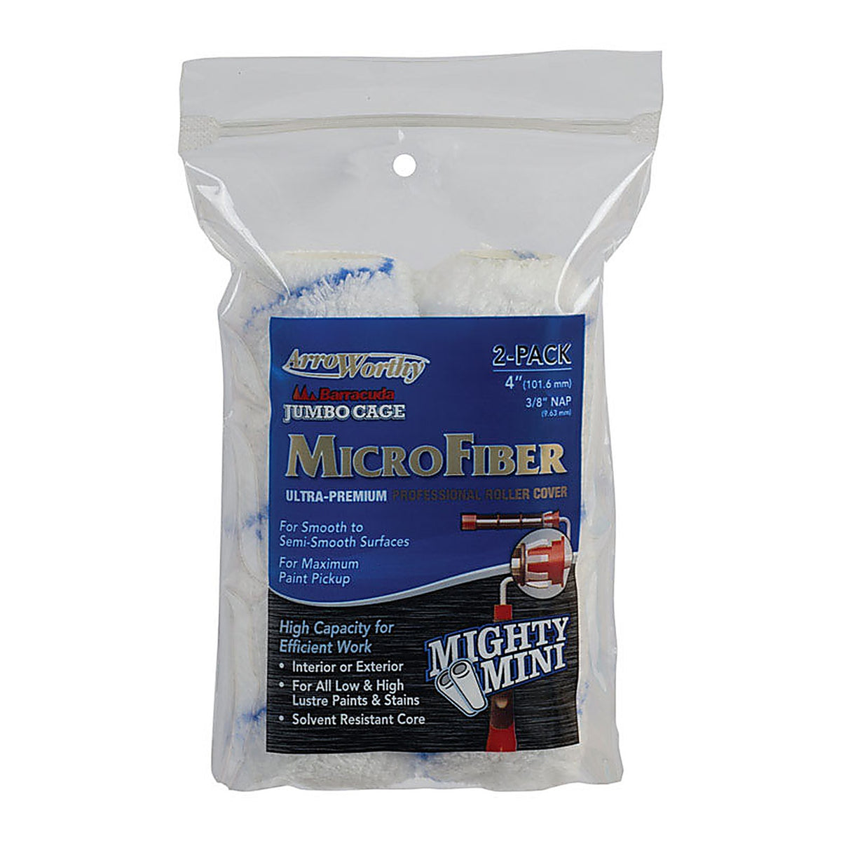 Arroworthy 4-MFR3JCTP Microfiber 4 in. W x 3/8 in. Jumbo Paint Roller Cover 2/Pack