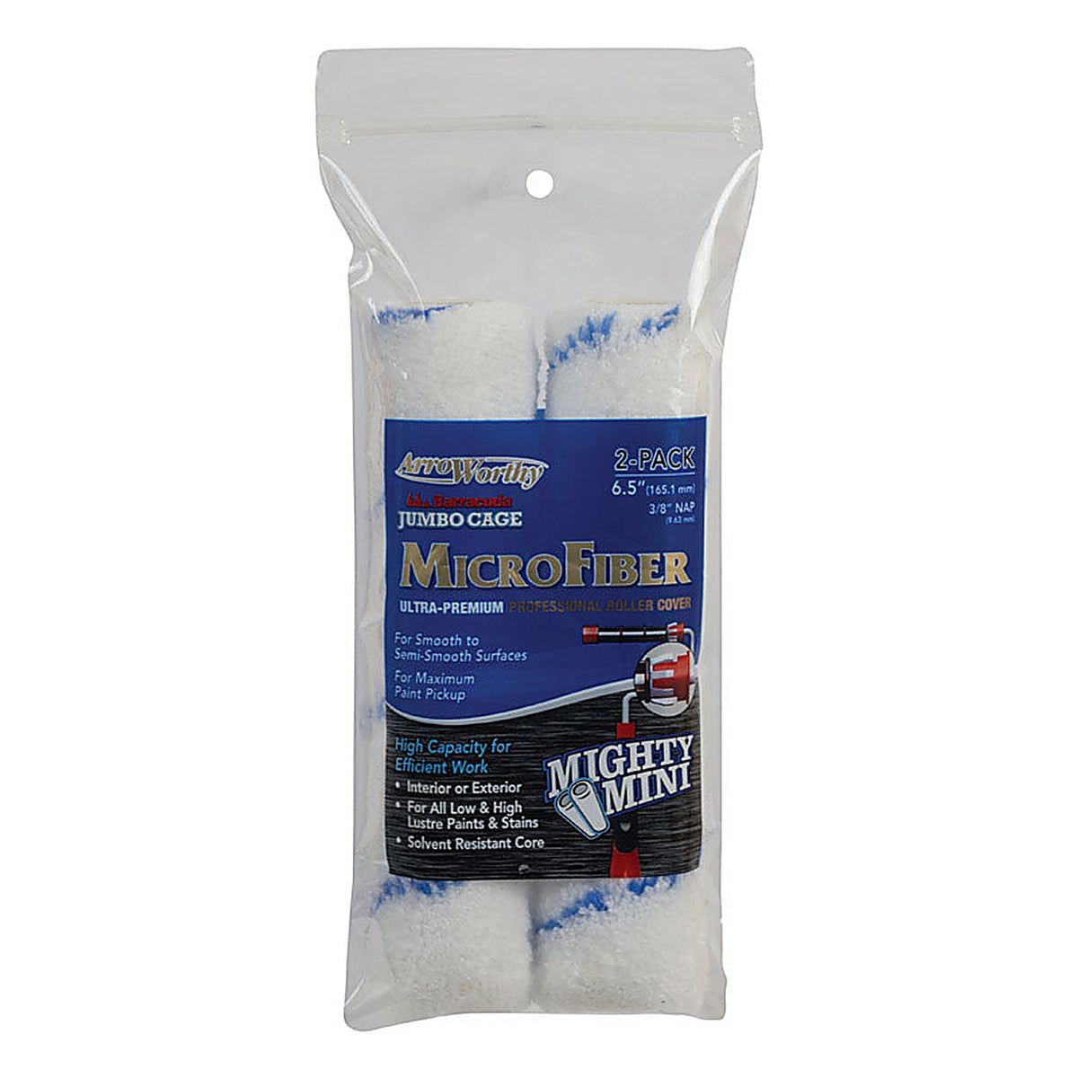 Arroworthy 6.5-MFR3JCTP Microfiber 6.5 in. W x 3/8 in. Jumbo Paint Roller Cover 2/Pack