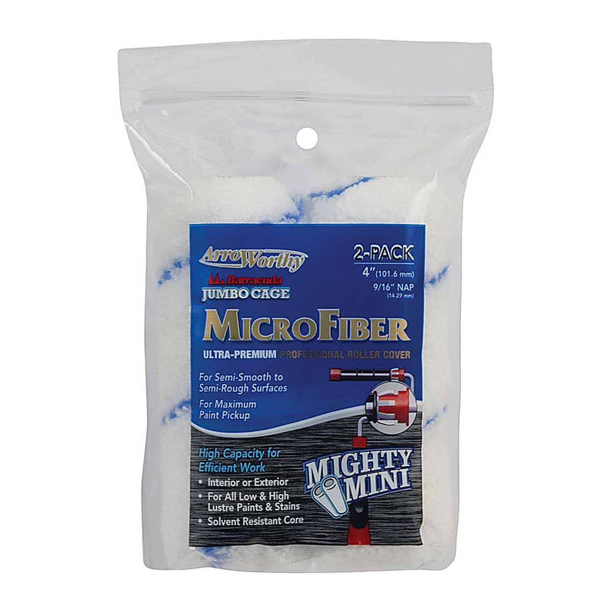 Arroworthy 4-MFR4JCTP Barracuda Microfiber 4 in. W x 9/16 in. Jumbo Paint Roller Cover 2/Pack