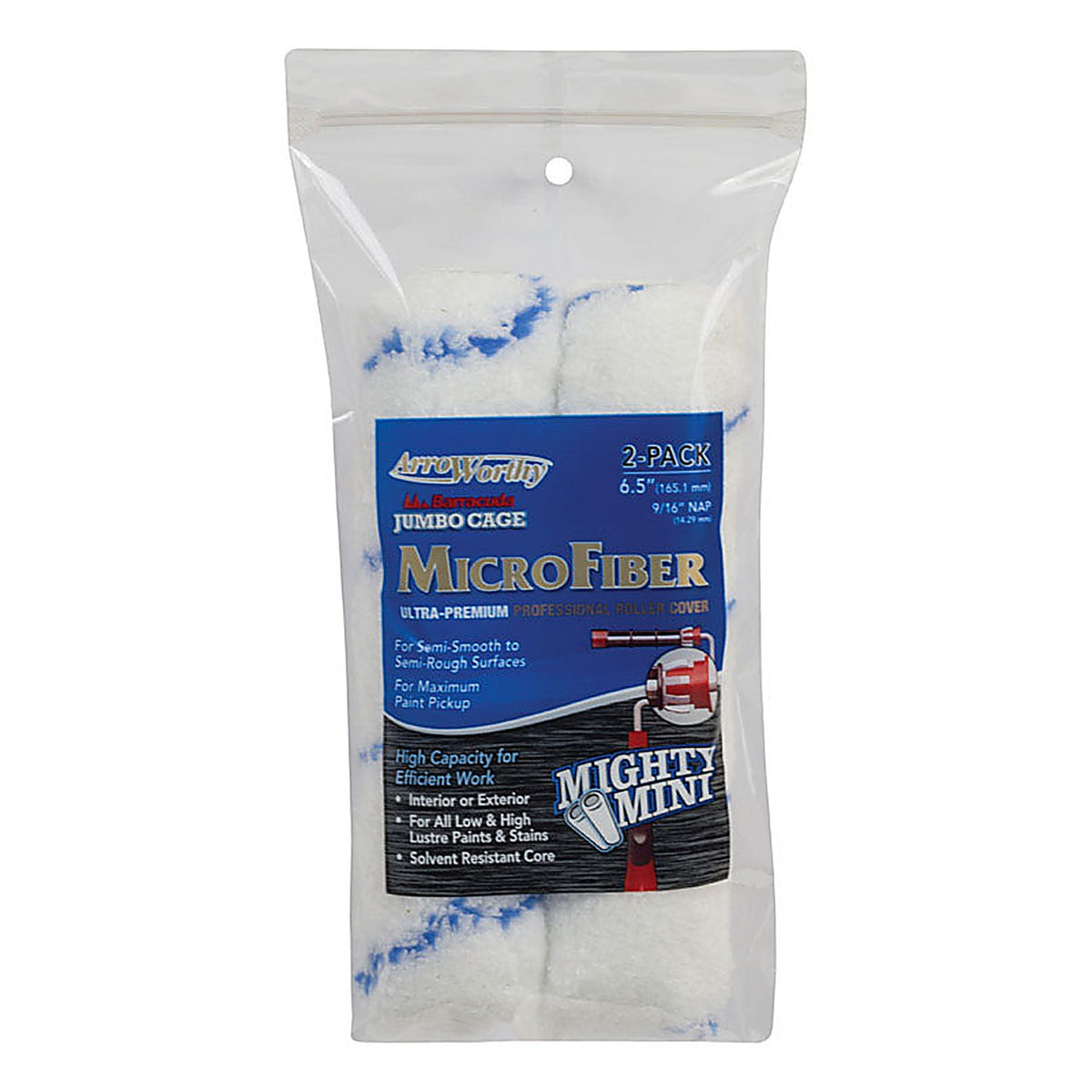Arroworthy 6.5-MFR4JCTP Barracuda Microfiber 6.5 in. W x 9/16 in. Paint Roller Cover 2/Pack