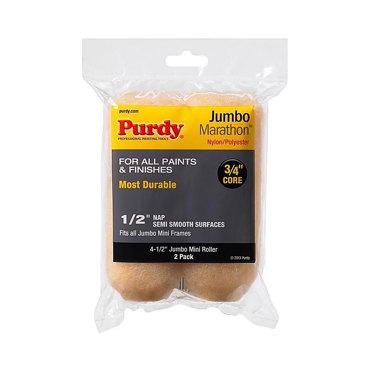 Purdy - 14G624063 - Marathon Nylon/Polyester 4.5 In. W X 1/2 In. Jumbo Mini Paint Roller Cover 2 Pack