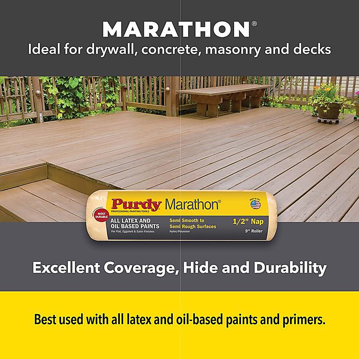Purdy - 14G624063 - Marathon Nylon/Polyester 4.5 In. W X 1/2 In. Jumbo Mini Paint Roller Cover 2 Pack