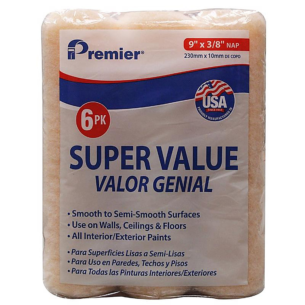 Premier - 6PK38 - Polyester 9 In. W X 3/8 In. Paint Roller Cover 6 Pack