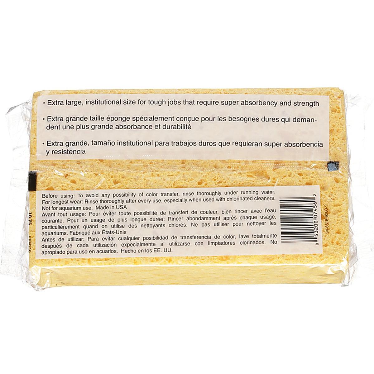 3M 7456-T Heavy Duty Sponge For Commercial 7.5 in. L 1 pk