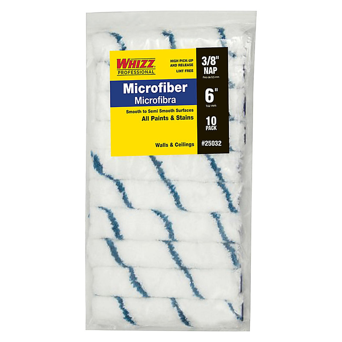 Whizz 25032 Microfiber 6 in. W x 3/8 in. Mini Paint Roller Cover 10/Pack