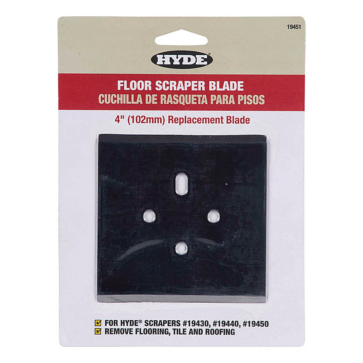 Hyde - 19451 - 4 In. W High Carbon Steel Floor Scraper Blade