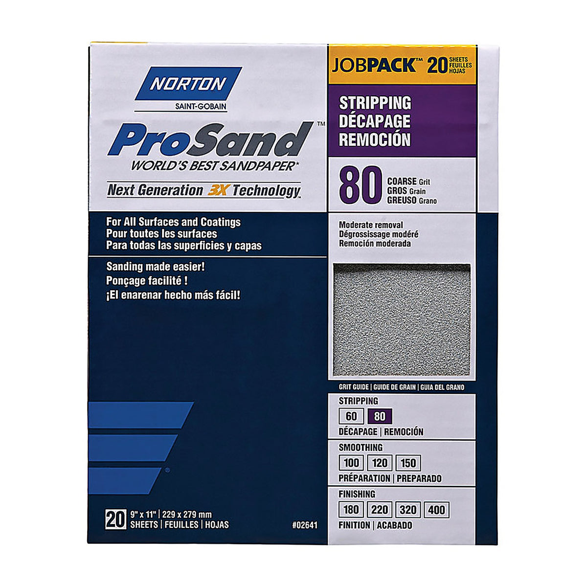 Norton 7660768174 ProSand 11 in. L x 9 in. W 80 Grit Aluminum Oxide Sandpaper 20/Pack