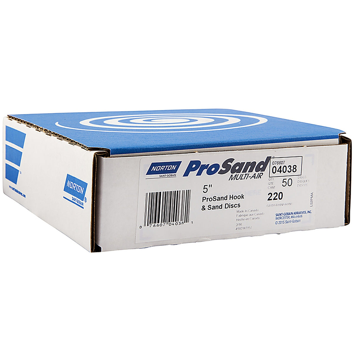 Norton 7660704038 ProSand 5 in. Ceramic Alumina Hook and Loop A975 Sanding Disc 220 Grit Very Fine 50/Pack