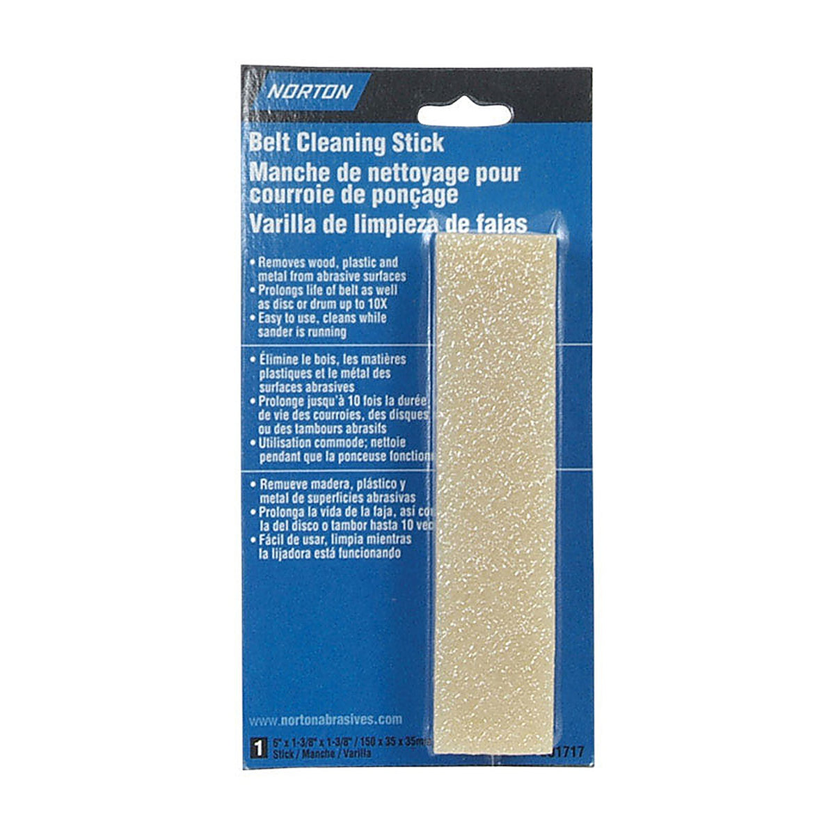 Norton - 07660701717 - 6 In. L X 1.3 In. W Natural Rubber Sanding Belt Cleaning Stick 1 Piece