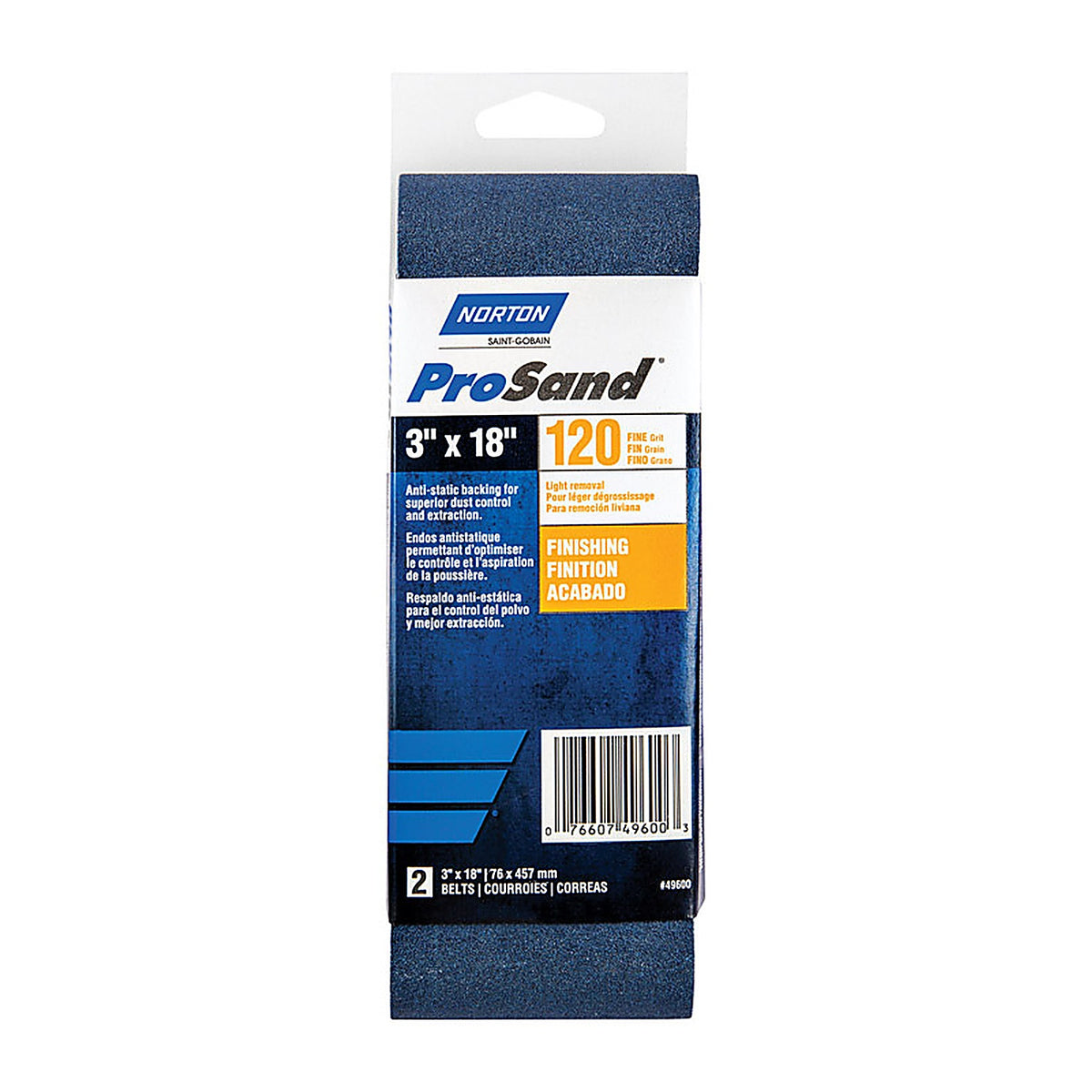 Norton 7660702229 ProSand 18 in. L x 3 in. W Zirconia Alumina Cloth Portable Sanding Belt 120 Grit Medium