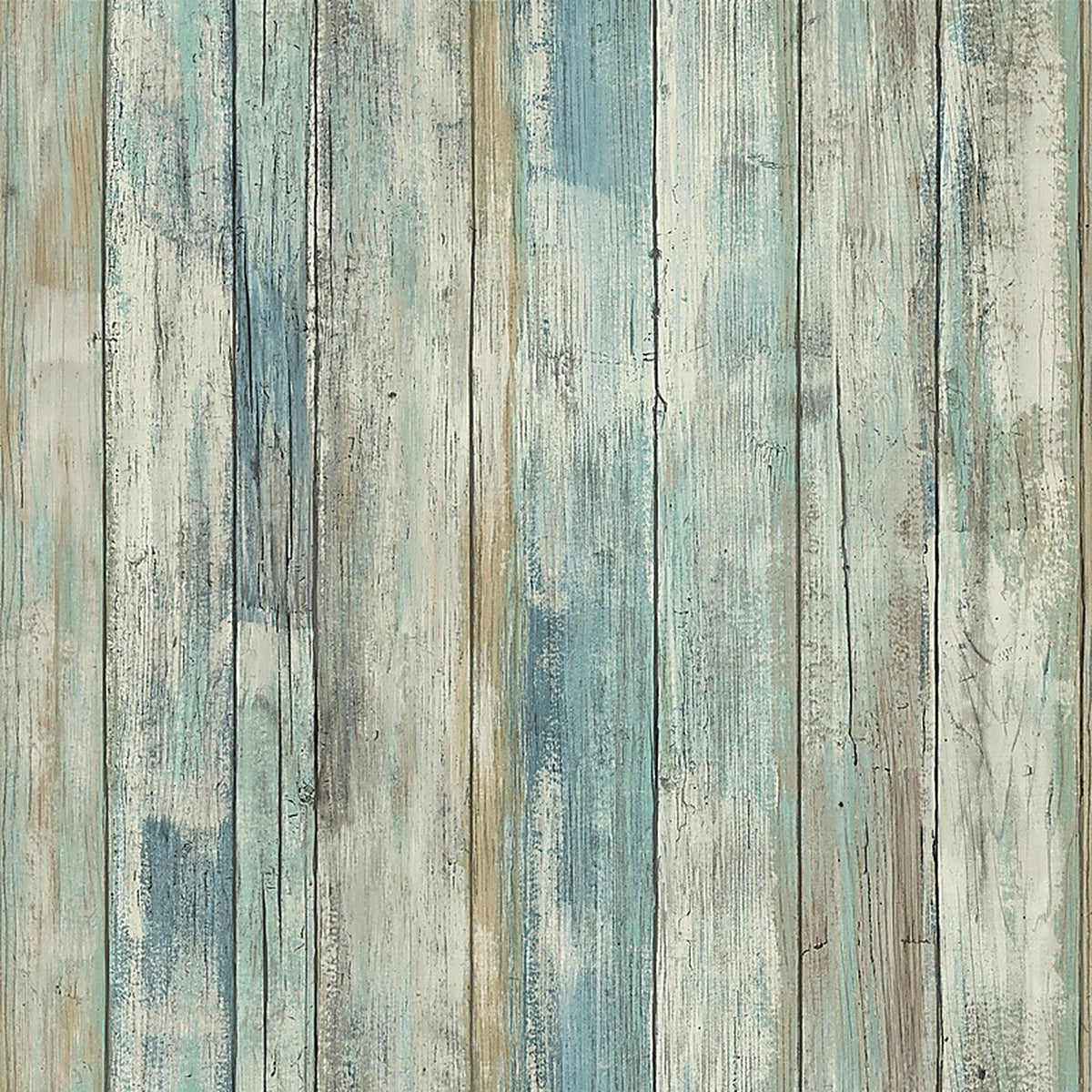 RoomMates - RMK9052WPZ - 20.5 In. H X 16.5 Ft. L Distressed Wood Blue Vinyl Peel and Stick Wallpaper