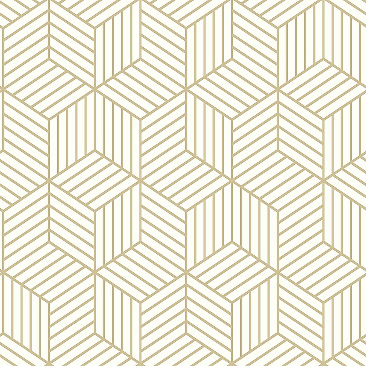 RoomMates - RMK10704WPZ - 20.5 In. H X 16.5 Ft. L Striped Hexagon White/Gold Vinyl Peel and Stick Wallpaper