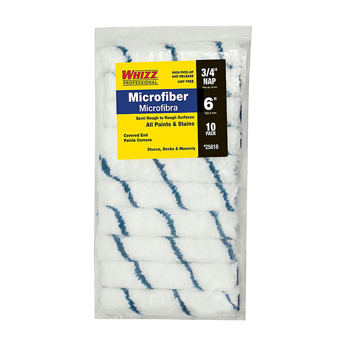 Whizz 25618 Microfiber 6 in. W x 3/4 in. Mini Paint Roller Cover 10/Pack