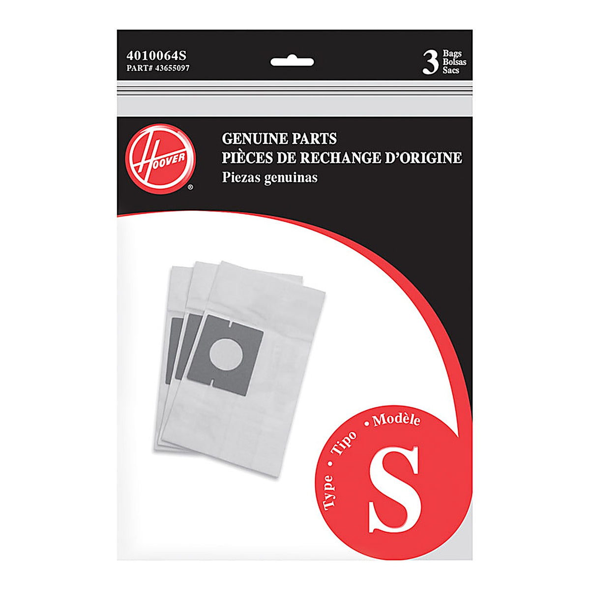 Hoover - 4010064S - Vacuum Bag 3 Pack Type S