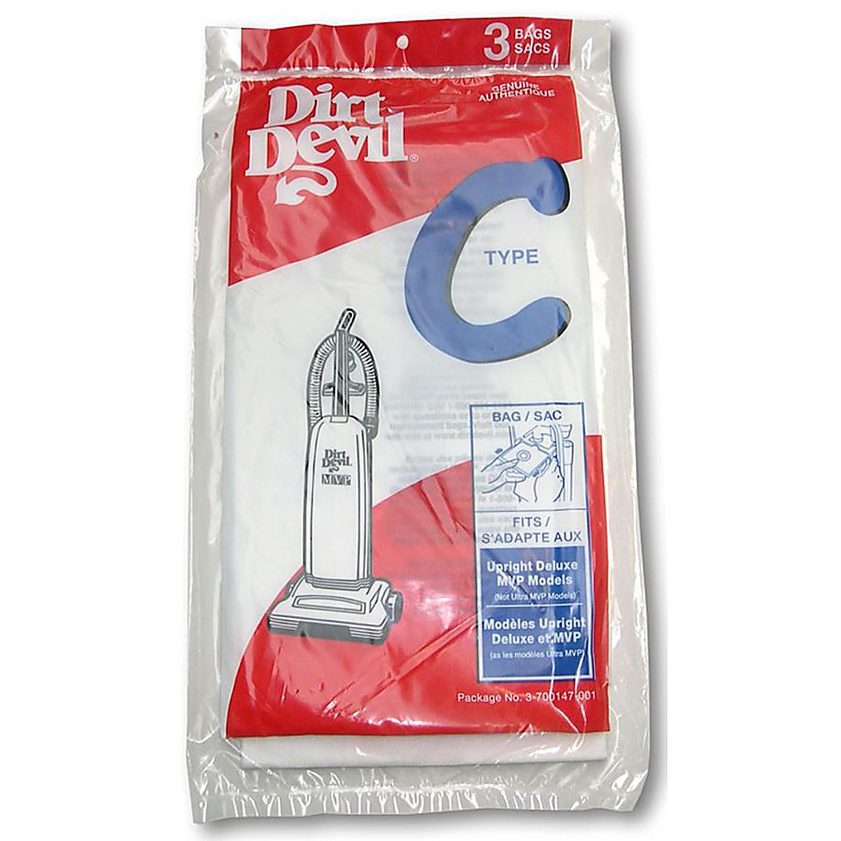 Dirt Devil - 3700147001 - Vacuum Bag for for Deluxe and Mvp Upright Vacuum Cleaners 3 Pack