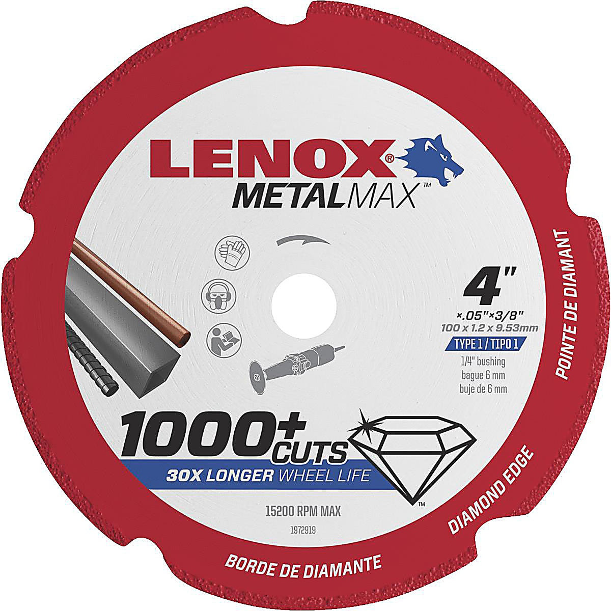 Lenox Tools 1972919 METALMAX Diamond Edge Cutoff Wheel, DG 4in. x 3/8in.