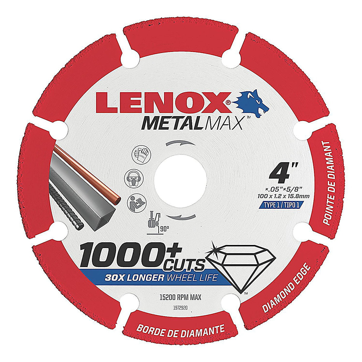 Lenox Tools 1972920 METALMAX Diamond Edge Cutoff Wheel, AG 4in. x 5/8in.