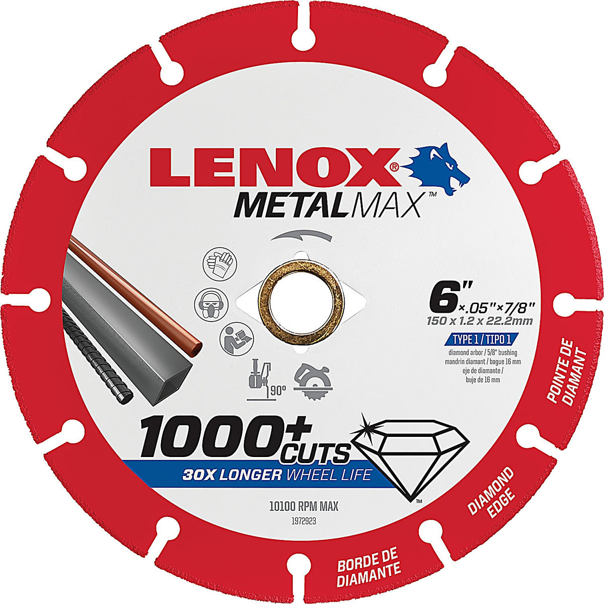 Lenox Tools 1972923 METALMAX Diamond Edge Cutoff Wheel, AG 6in. x 7/8in.
