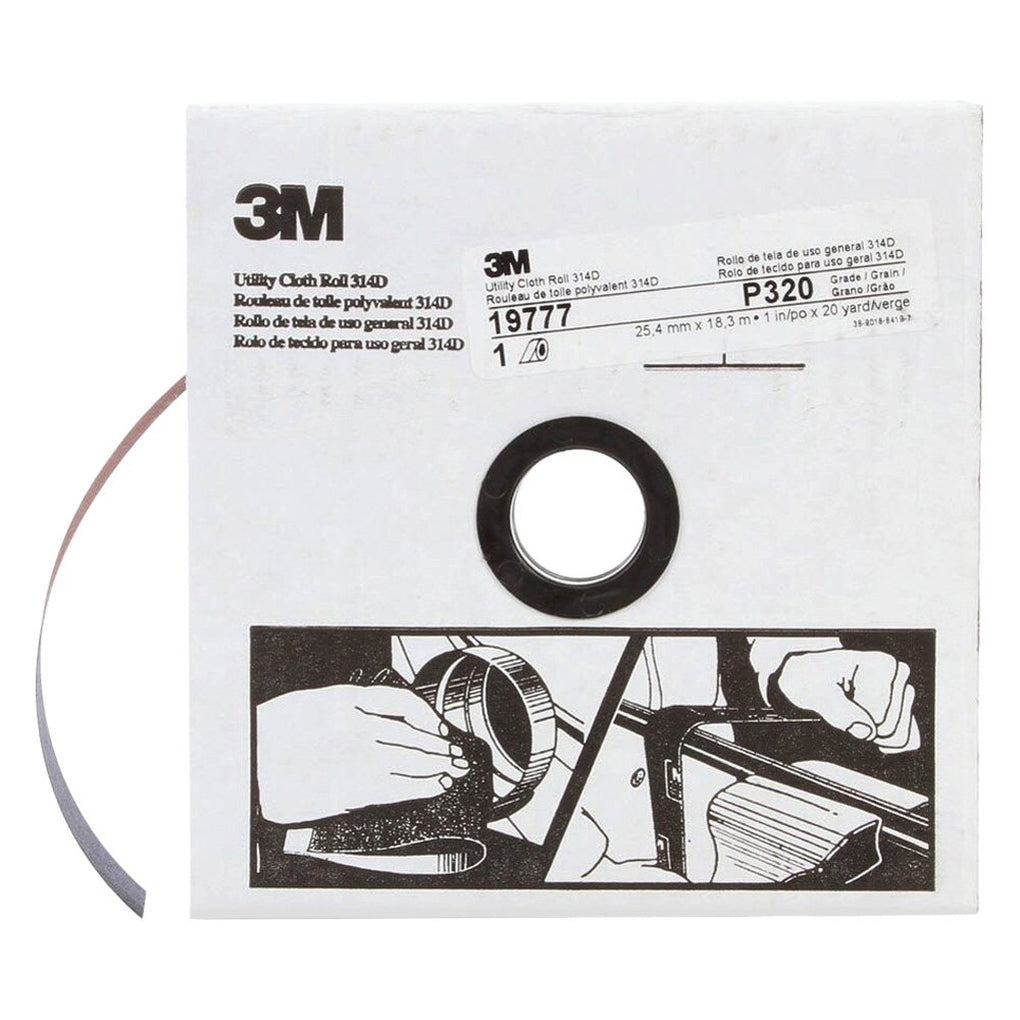 3M 19777 Utility Cloth Roll 314D, 1 inch x 20 yard, P320 Grit