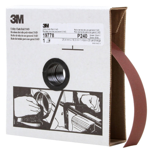 3M 19778 Utility Cloth Roll 314D, 1 inch x 20 yard, P240 Grit