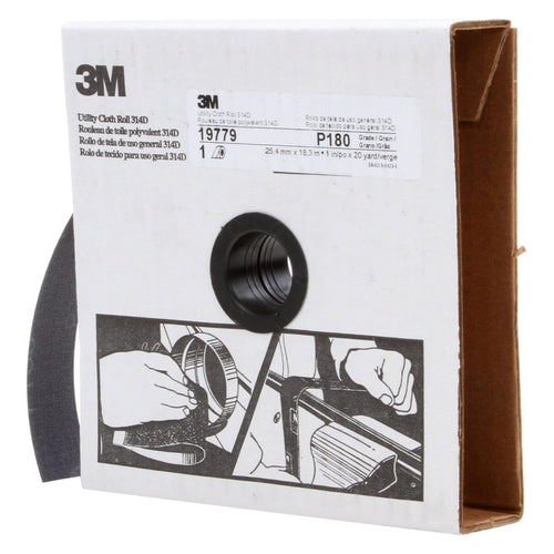 3M 19779 Utility Cloth Roll 314D, 1 inch x 20 yard, P180 Grit