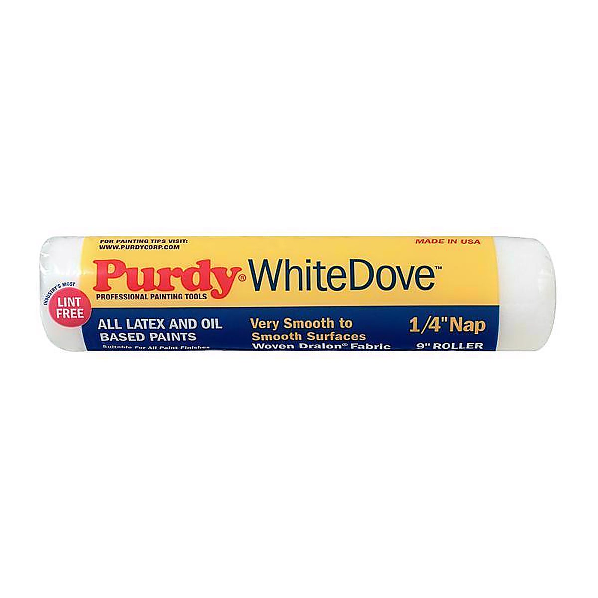 Purdy 144662091 White Dove Woven Dralon Fabric 9 in. W X 1/4 in. Paint Roller Cover 1 pk