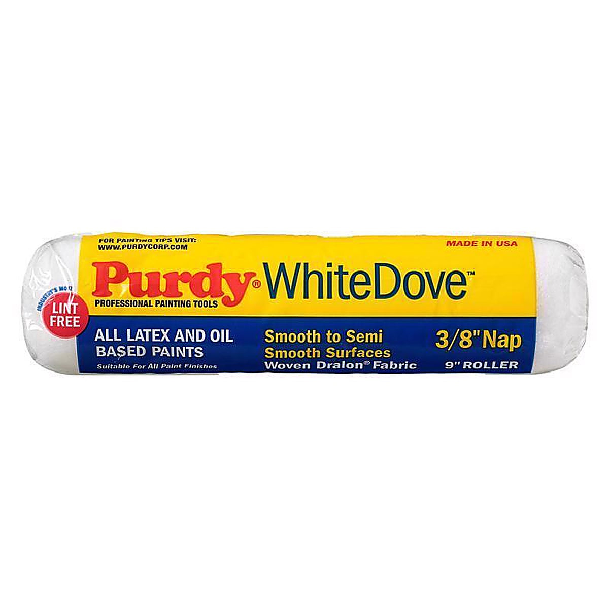 Purdy 144670092 White Dove Woven Dralon Fabric 9 in. W X 3/8 in. Paint Roller Cover 1 pk