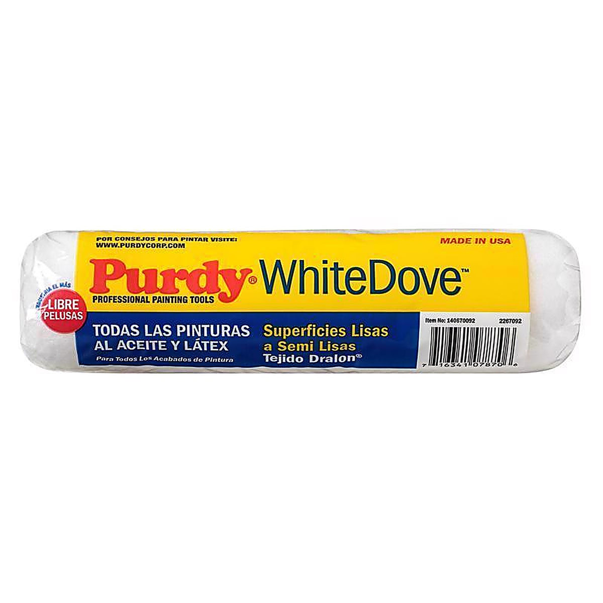 Purdy 144670092 White Dove Woven Dralon Fabric 9 in. W X 3/8 in. Paint Roller Cover 1 pk