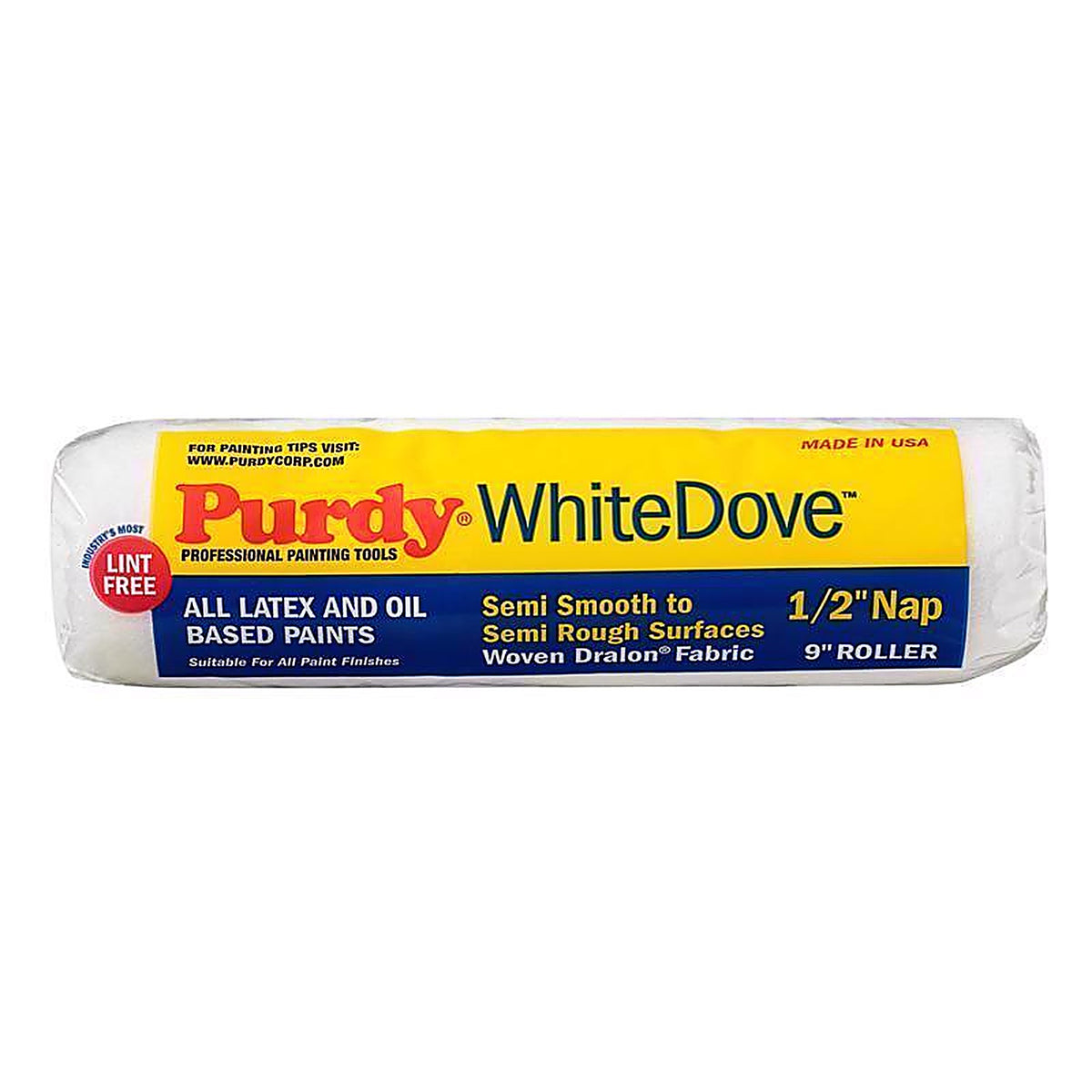 Purdy 144670093 White Dove Woven Dralon Fabric 9 in. W X 1/2 in. Paint Roller Cover 1 pk