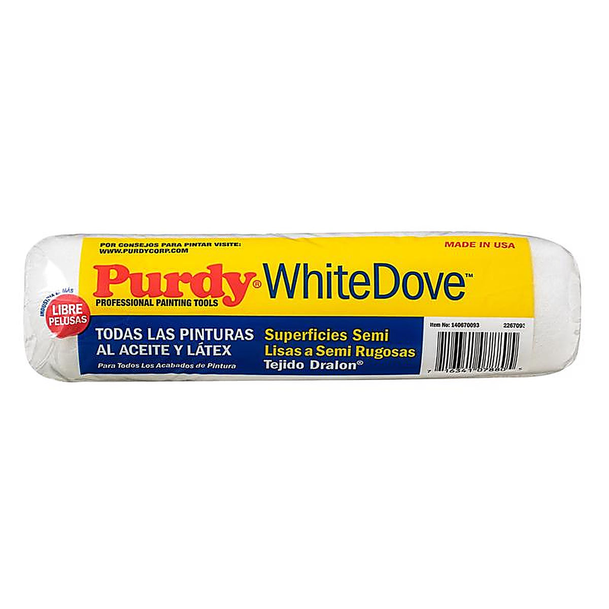 Purdy 144670093 White Dove Woven Dralon Fabric 9 in. W X 1/2 in. Paint Roller Cover 1 pk