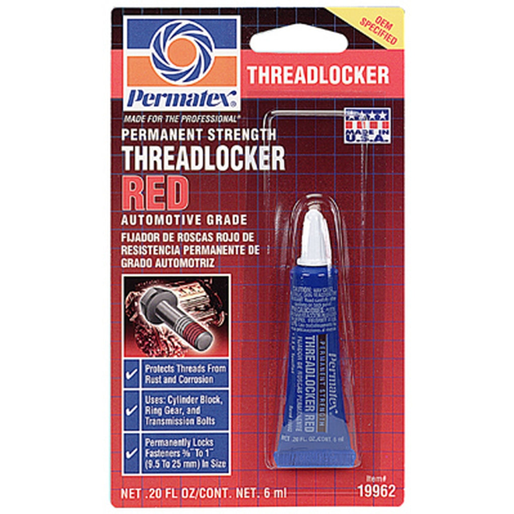 Permatex 19962 Permanent Strength Threadlocker RED, 6 ml tube