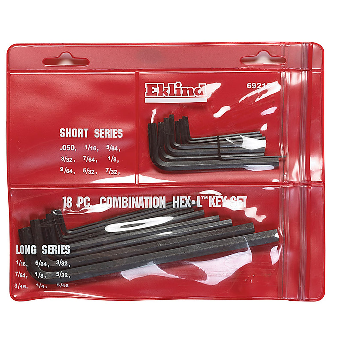 Eklind Tool 69218 Assorted SAE Long and Short Arm Hex Key Set Multi-Size in. 18/pc.