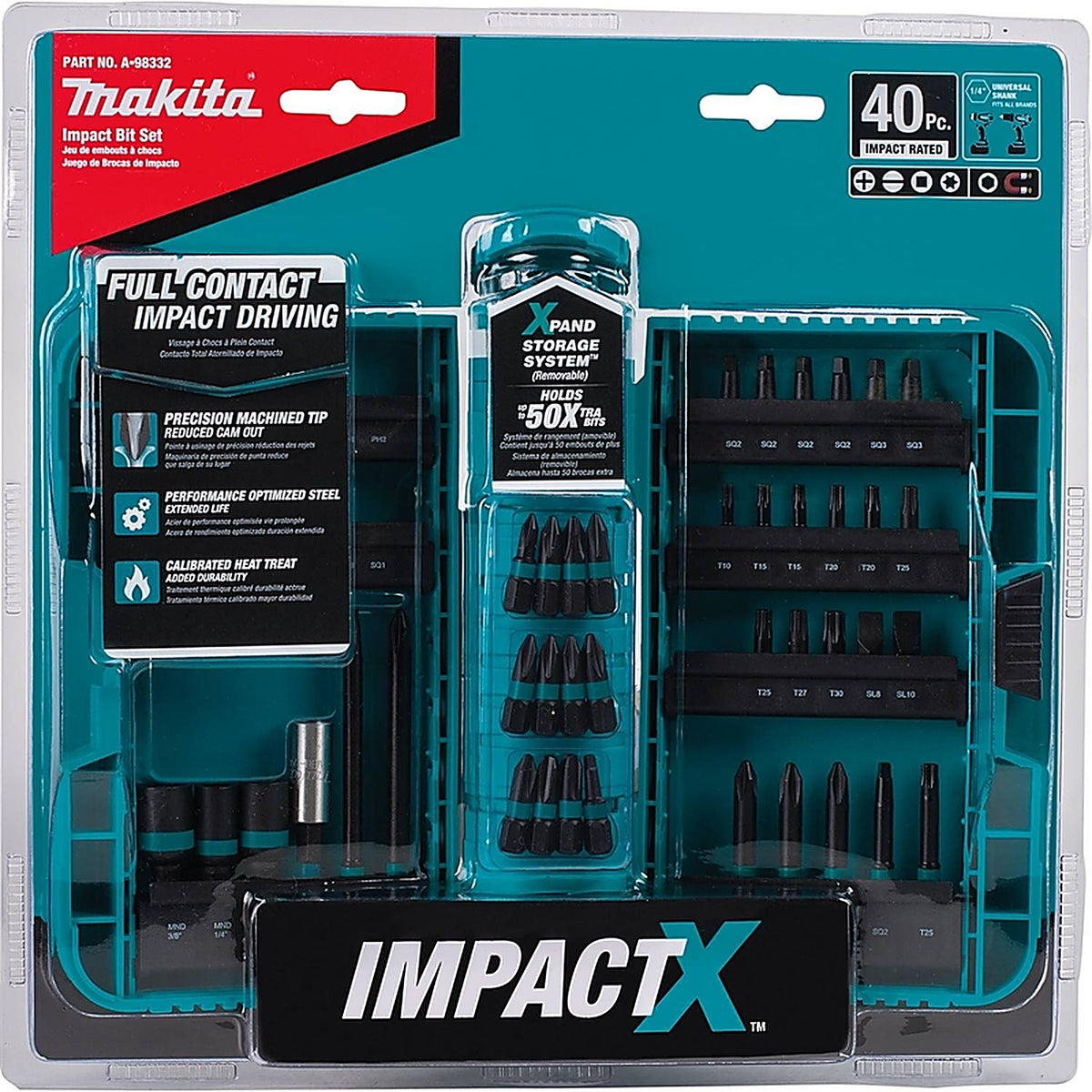 Makita - A-98332 - Impactx Assorted Driver Bit Set Steel 40 Piece