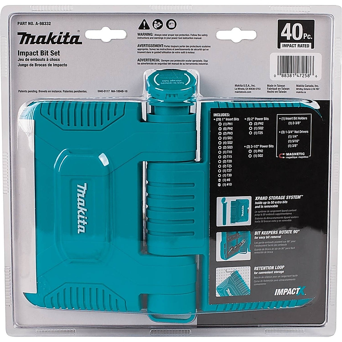 Makita - A-98332 - Impactx Assorted Driver Bit Set Steel 40 Piece