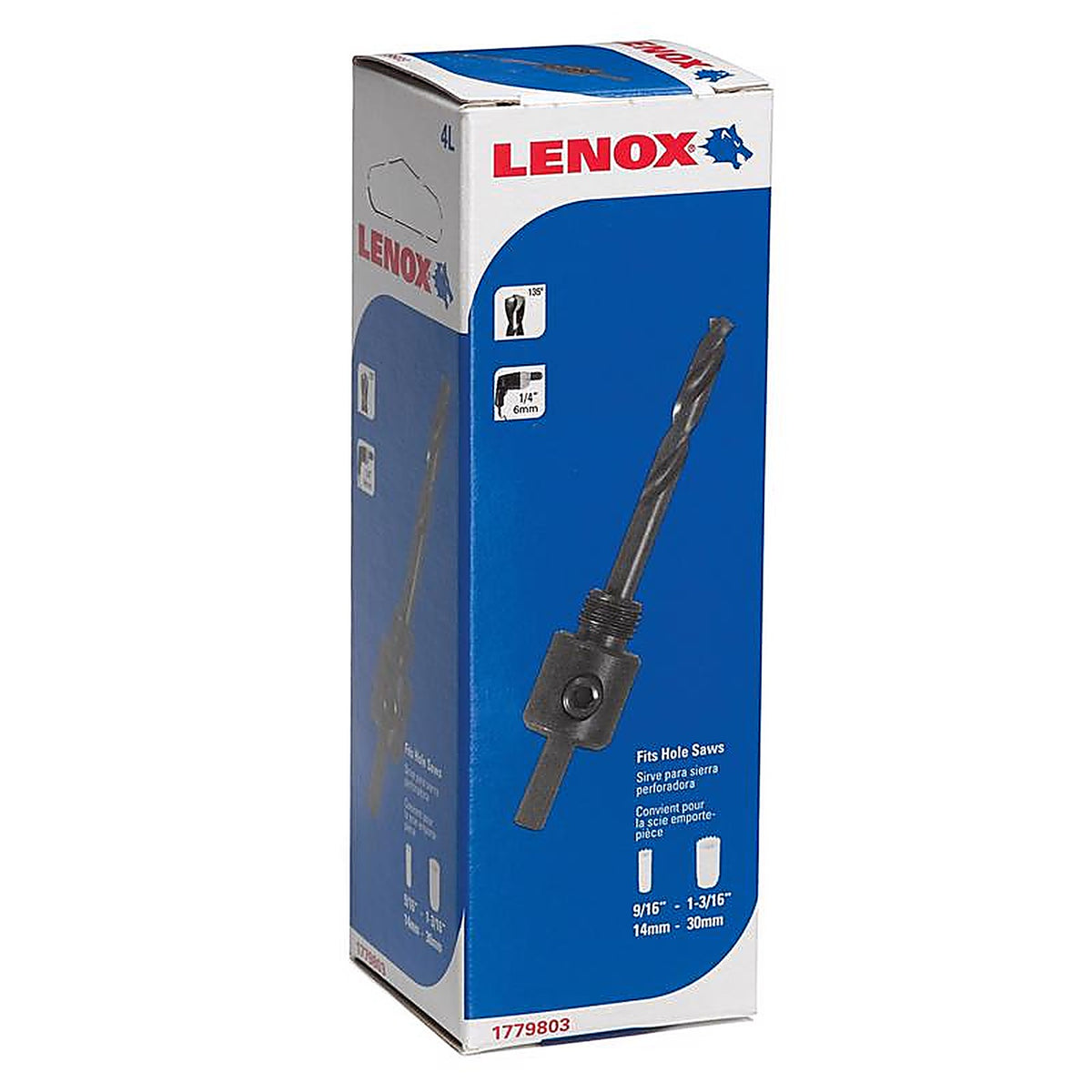 Lenox 1779803 4L in. Dia. x 5 in. L Hole Saw Extension 1.3 in. 0.6 in. 1/4 in. Hex 1/pc.
