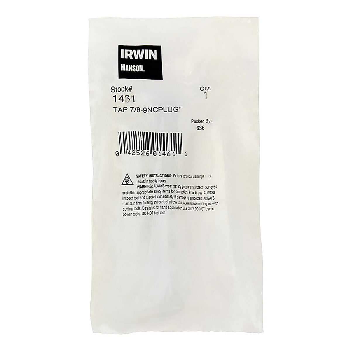 Irwin - 1461 - Hanson High Carbon Steel SAE Fraction Tap 7/8 In. 1 Piece