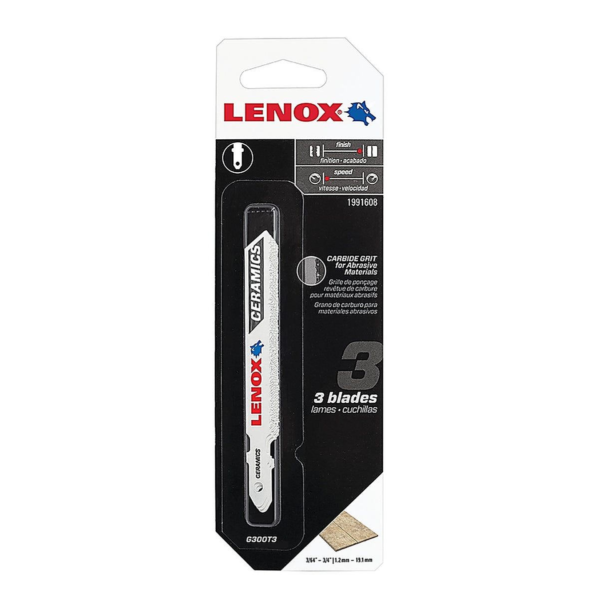 Lenox 1991608 3-1/2 in. Carbide Grit T-Shank Jig Saw Blade 3/Pack