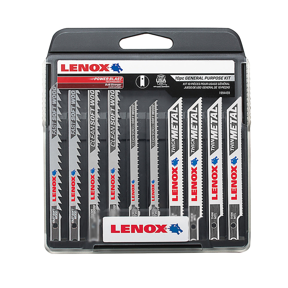 Lenox 1994459 4 5 in. Bi-Metal U-Shank General Purpose Jig Saw Blade Set 10/pc.