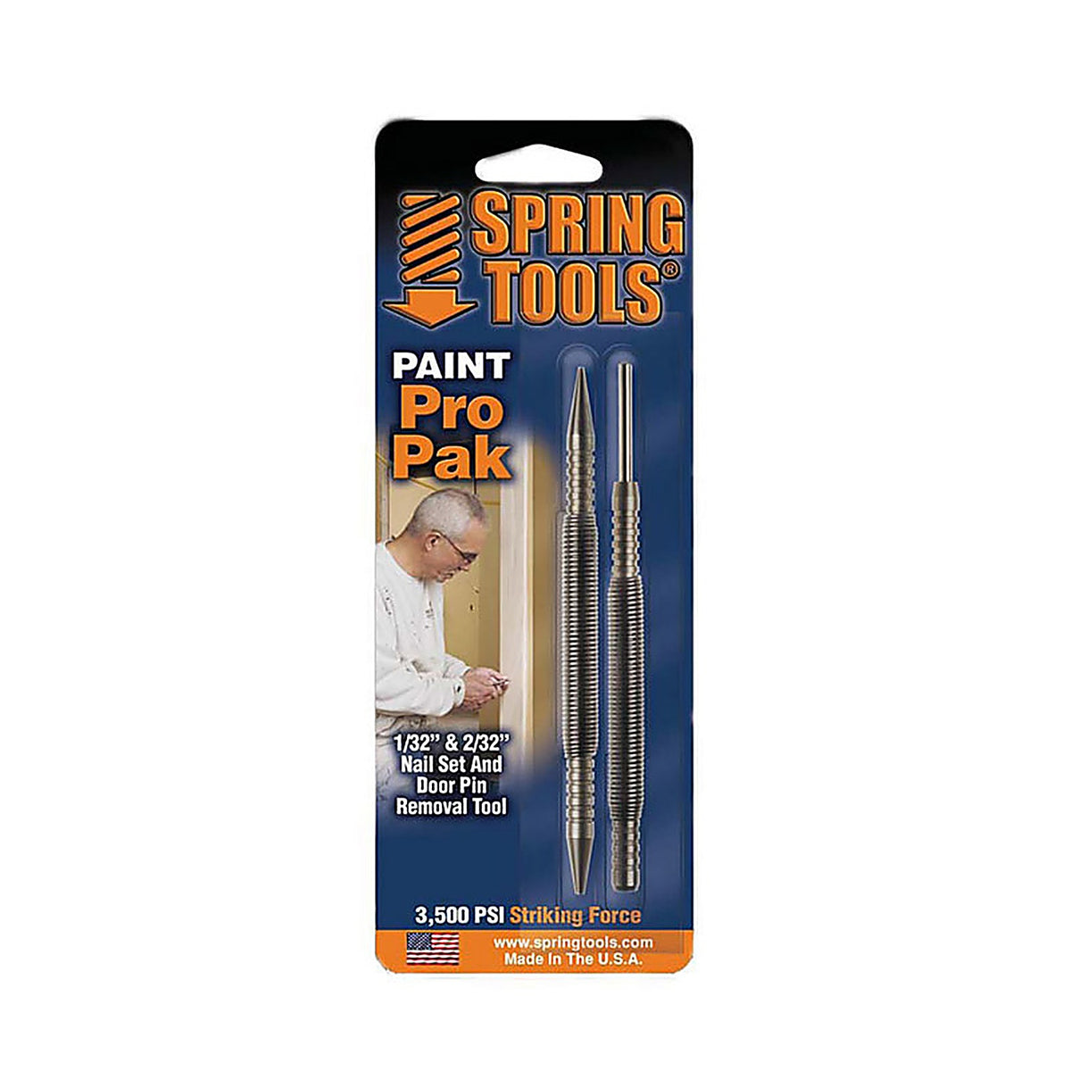 Spring Tools - PM407 - Paint Pro Pak 1/32 and 2/32 In. Hammerless Nail Set and Door Pin Removal Tool 2 Piece